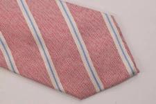 Altea Neck Tie NWT Red with Light Blue and White Striped 100% Silk 