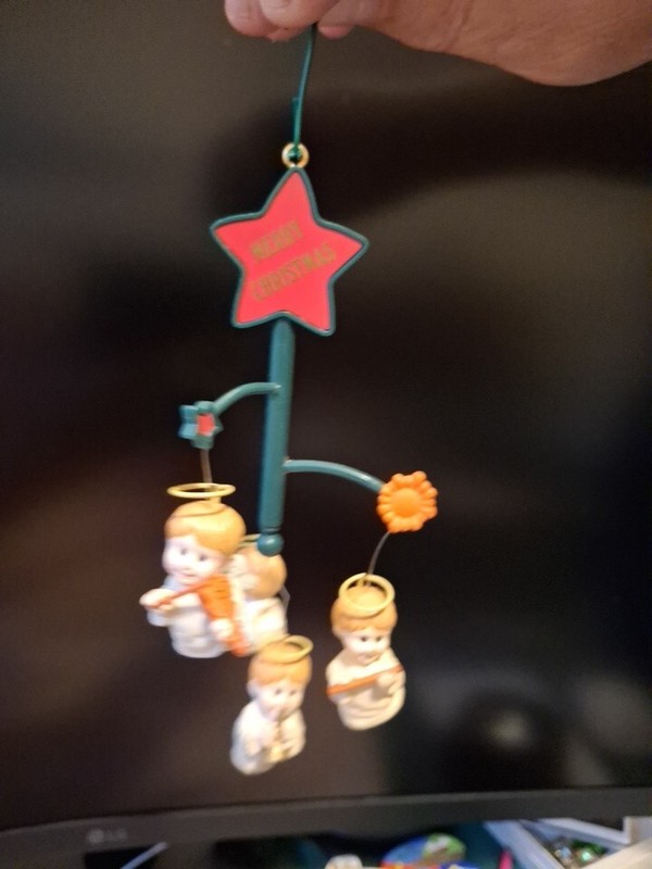 1989 Noma Christmas Ornament Angels Mobile 4  Angels Playing Diff. Instruments