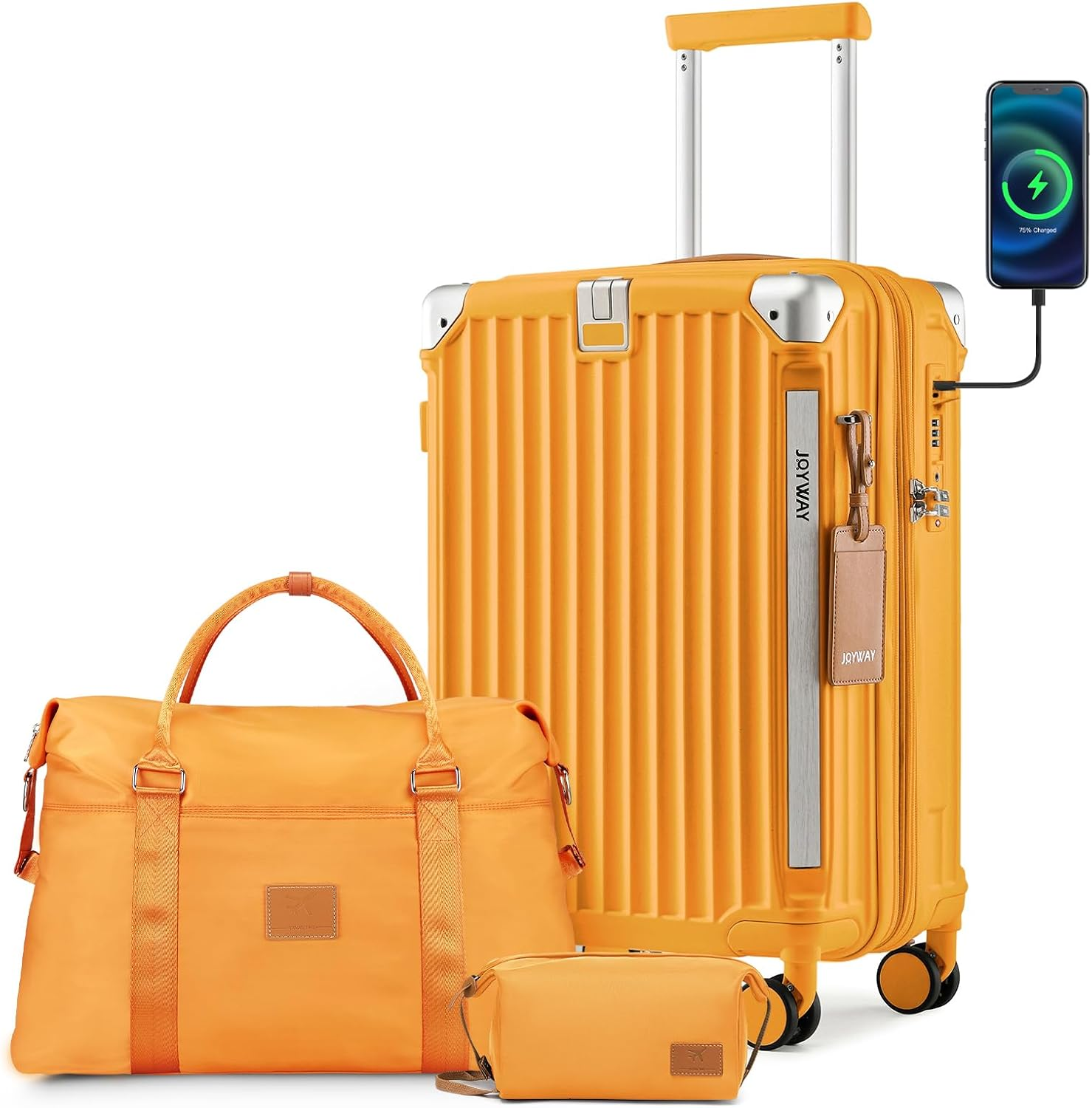 20In Expandable Carry-On Luggage with Cup Holder, USB Port & Smart Features-image