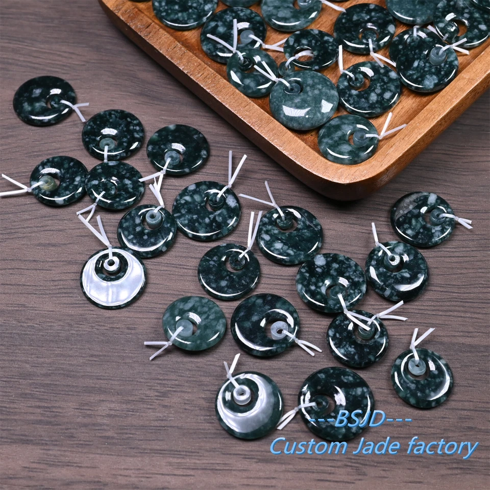 10 pares de copos de nieve naturales verde azul jadeíta guatemalteca azul claro grado donut Foto 3 de 4