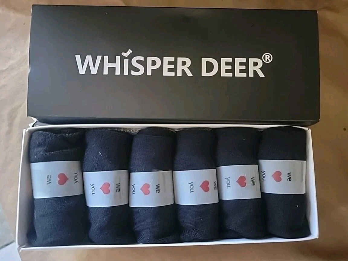 6 Pac WHISPER DEER No Show Low Cut Socks Men 6-9 Invisible Casual Loafer Socks
