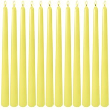 12-Pack Yellow Taper Candles, 10 Inch Unscented Dripless Candlesticks, Long-L...