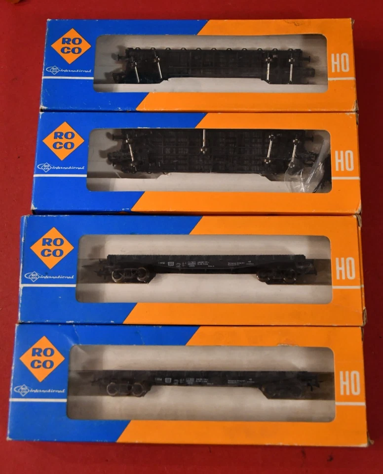 4 x Roco 4352 H0 Flachwagen der DB