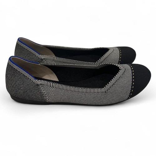 Rothy's The Flat Grey Mist Captoe Ballet Flats Black & White Women’s Size 8