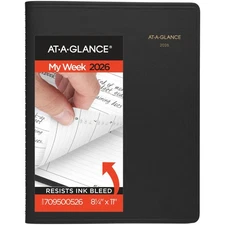 AT-A-GLANCE 2026 Appointment Book Planner, Weekly, 8-1/4 x 11, Large, Black 7...