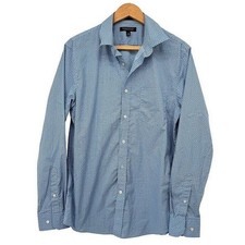 Banana Republic Slim Flex Fit Tech Stretch Cotton Button Down Shirt Blue MD
