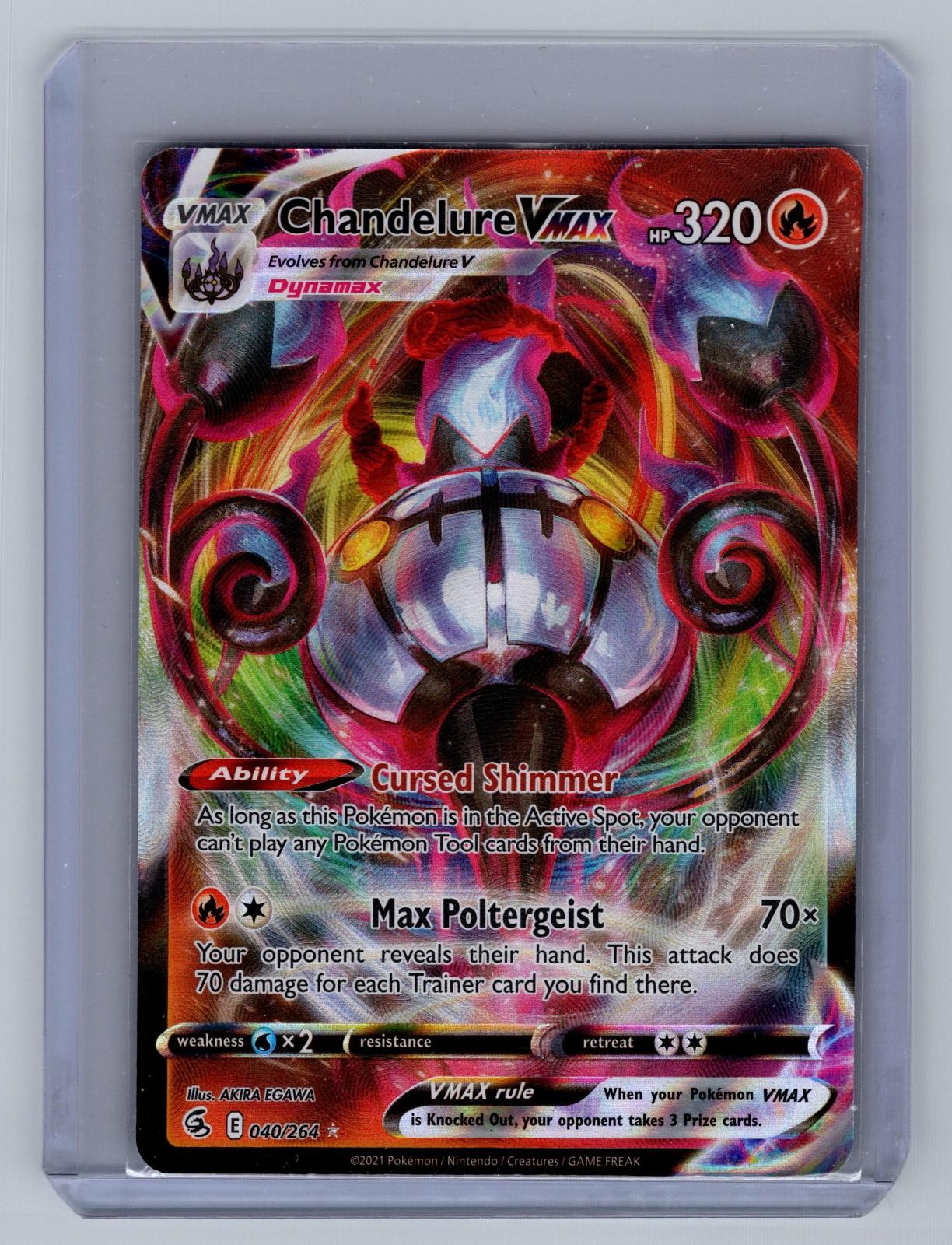 Chandelure VMAX 040/264 Holo VMAX Rare Fusion Strike Pokemon Near Mint