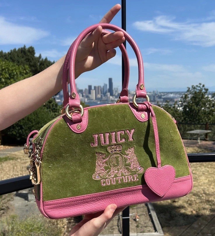 Juicy Couture ショルダーバッグ 緑とピンク Juicy Couture Retro Strawberry Tote Bag Pink Green w/ Bow | eBay