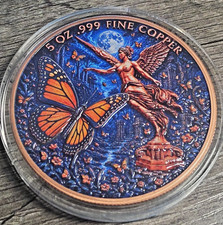 2026 UHR Colorized Moon Light Butterfly Libertad 5 oz .999 Copper Coin w/capsule