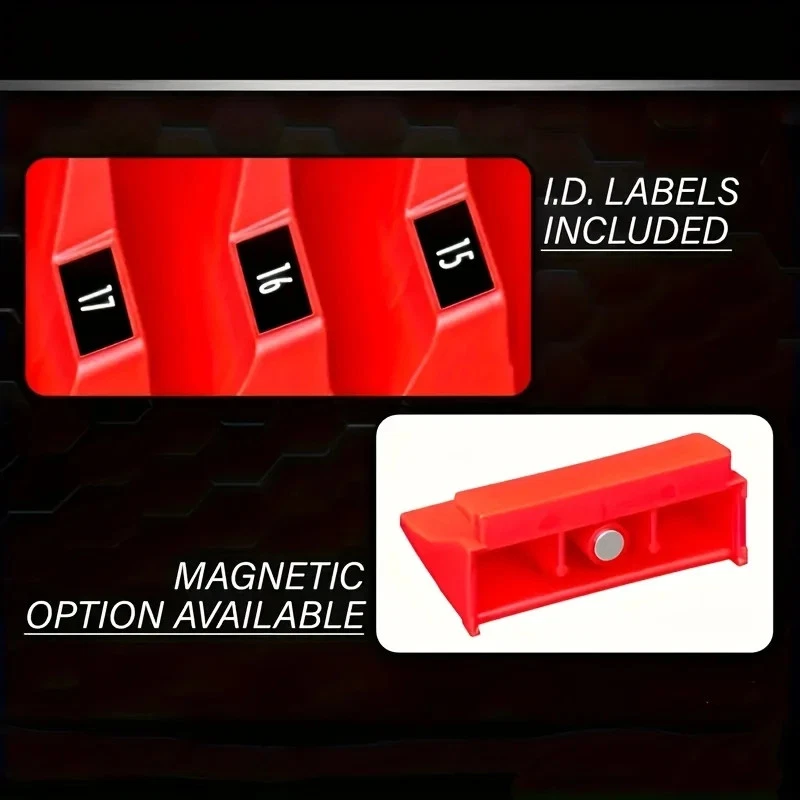 Magnetic Wrench Holder 20-Slot Hex Toolbox Organizer Rack for Spanners & Tools - Image 2 of 4