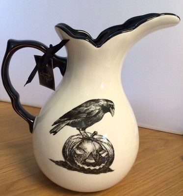 Potter s Studio Halloween 10.5  Pitcher Witch s Brew / Raven Spooky Night HTF
