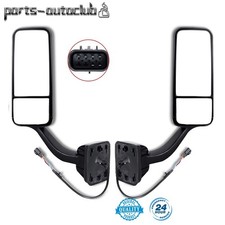 Power Heated Truck Mirrors Pair Side Hood Black For 08-16 Freightliner Cascadia Power Heated Truck Mirrors Pair Side Hood Black For 08-16 Freightliner Cascadia