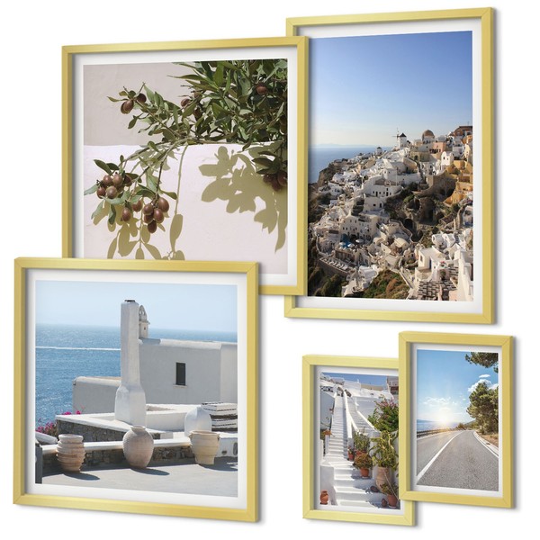 Komplettes Poster Set Im Rahmen Malerische Ausblicke Auf Santorini Golden Rahmen-image