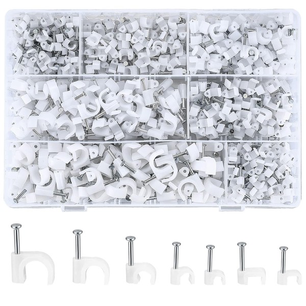 Kabelschellen 700 Stk Nagelschellen Kabelklemmen Weiß FüR Netzwerkkabel 4-10Mm-image