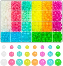 1000Pcs Glow in The Dark Beads Acrylic Luminous Round Beads, 6MM 8MM 10MM Col...