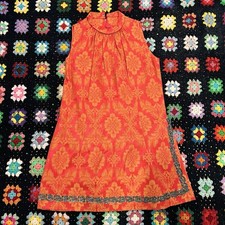 Vintage Mod Dress 60 s 70 s 80 s Bohemian Damask Pattern Psychedelic Retro