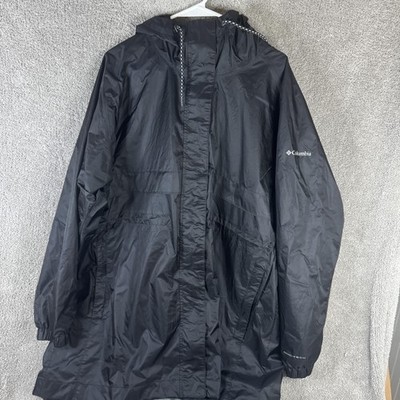 Columbia Jacket Mens 2XL Black Omni-Tech Hooded Waterproof Rain Coat Outdoor