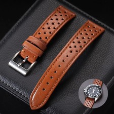18mm 20mm 22mm Cowhide Leather Strap Soft Breathable Retro Wristband