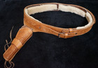 Leather embossed tan gun holster belt with padded lining — photo 2
