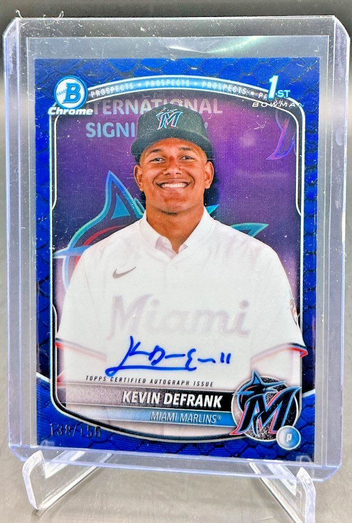 2025 Bowman Chrome KEVIN DEFRANK 1st RC Blue Refractor AUTO 138/150 Marlins