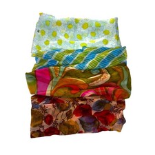 Lot 4 Vintage Silk Infinity Scarves Neckerchiefs Novelty Print Wounded Bird