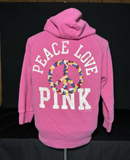 Y2K Victoria's Secret PINK Hoodie Peace Embroidered Large