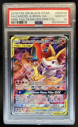 2019 Pokemon SM Black Star Promos Charizard & Braixen Tag Team #SM230 PSA 10