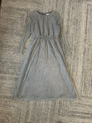 Natural Beauty Basic Gray Lace Midi Dress Long Sleeve Romantic Women s S Japan