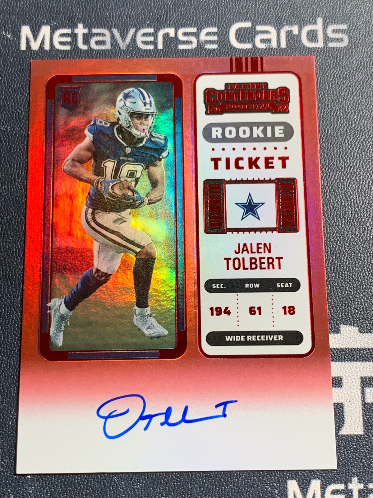 2022 Panini Contenders Jalen Tolbert RC Rookie Ticket Auto RPS Red Zone SP
