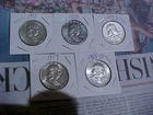Lot (5) Franklin Half Dollar, 90% Silver, 1951, 1952, 1953-S, 1957, 1963-D UNC