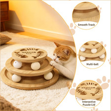 Cat Ball Track Toy Interactive Toys for Indoor Cats Wooden Tower of Tracks Cat