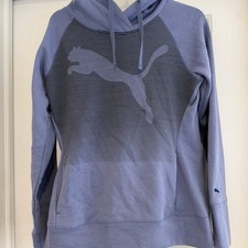 Puma Logo Striped Women s Hooded Sweatshirt Medium Athletic Casual Authentic