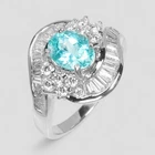 HANDMADE NEON BLUE PARAIBA TOURMALINE RARE 925 STERLING SILVER WHITE GOLD RINGS