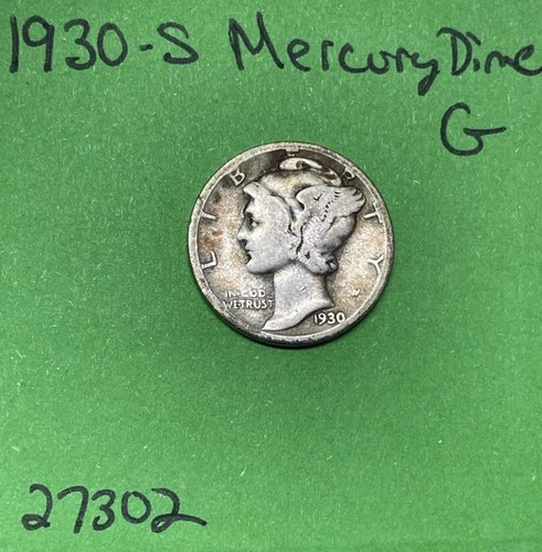 1930-S Mercury Dime 10c Good 90% Silver See Pictures
