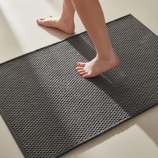 TYUU Bathroom Rugs Non Slip Washable, 1'4" x 2' Rectangular , Dark Grey