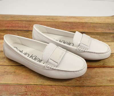 Calvin Klein Women's White Loafers Shoes Flats Lisette Size 7.5 Preppy Classic