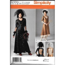 Simplicity 1772 Steampunk Bride Wedding Dress Gothic Costume Pattern UNC 4-12