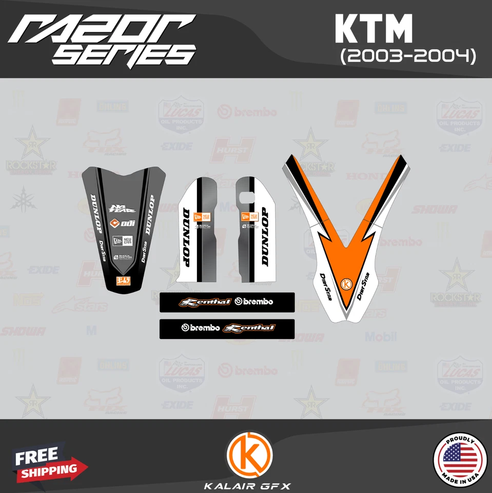 Графический комплект для KTM SX 125 200 250 450 525 2003-2004 RAZOR-оранжевый - Изображение 4 из 4