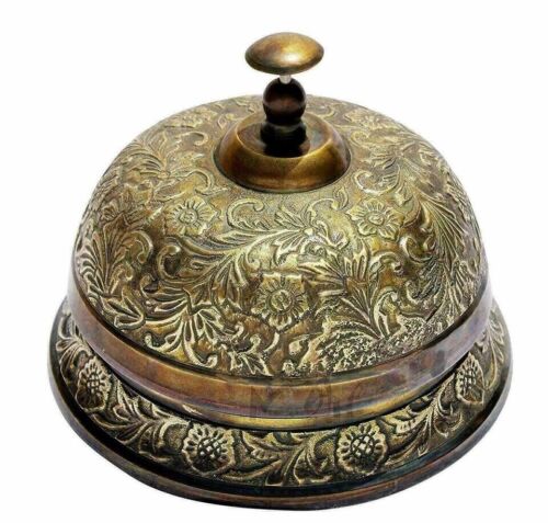 Lot Of 2 Counter Brass Bell Ornate Desk Bell , Reception Bell - Picture 1 of 3