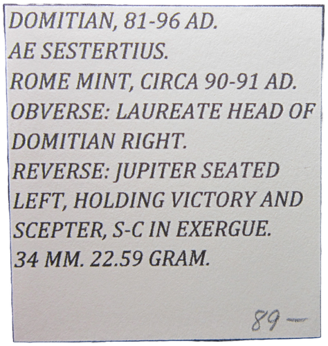 BRONCE SESTERCIO. DOMICIANO, 81-96 AD. ROMA COMO NUEVA, C. 90-91 AD. REVERSO JÚPITER. - Imagen 3 de 5