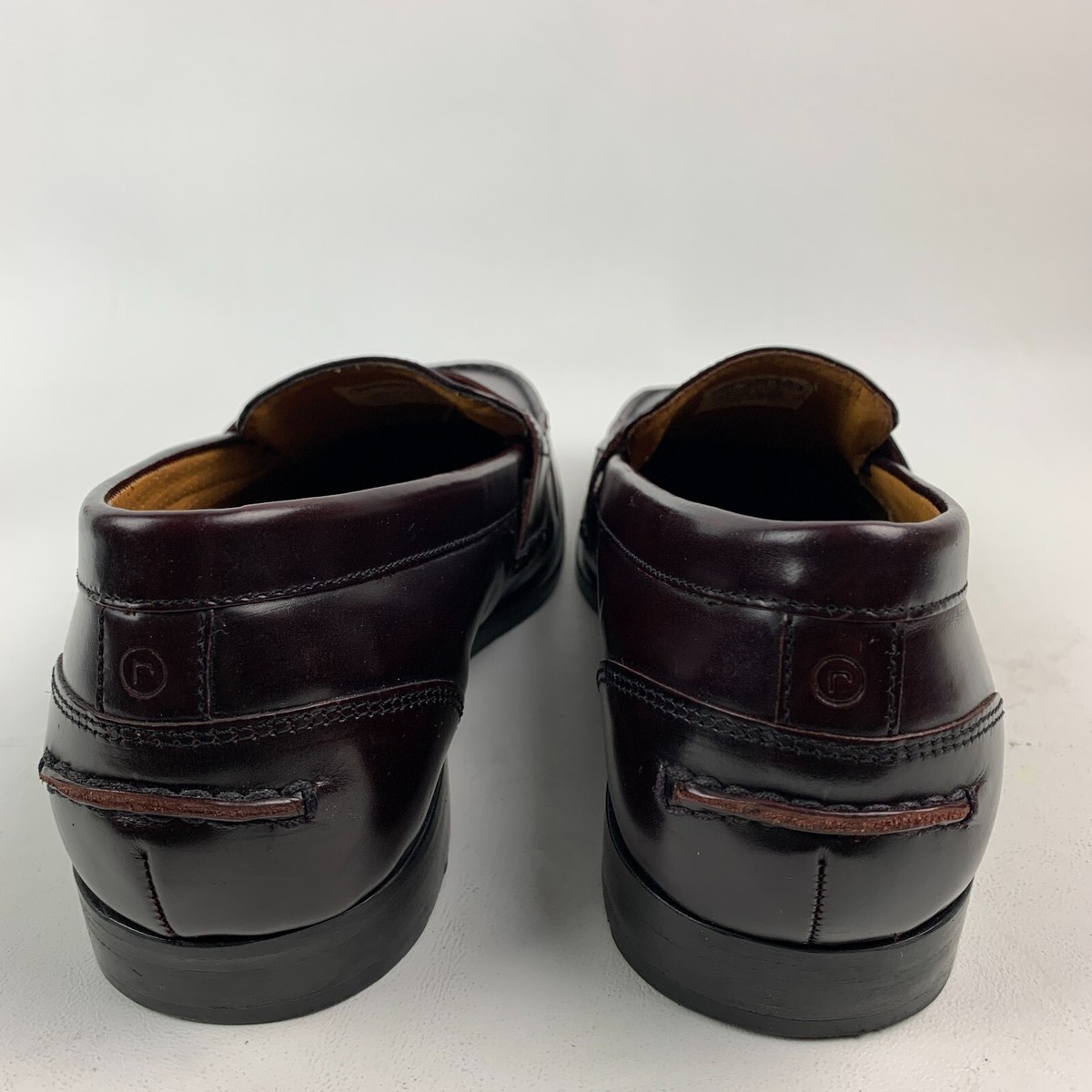 Rockport Penny Loafers Burgundy Leather Pinch Round Toe Slip 