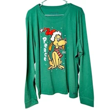 LIFE IS GOOD Dr Seuss T-Shirt Long Sleeve Holiday Peace Max Dog XXXL Green New