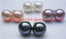 Wholesale 4Pairs 4Color 7-8MM Akoya Cultured Pearl Stud Earrings AAA Grade