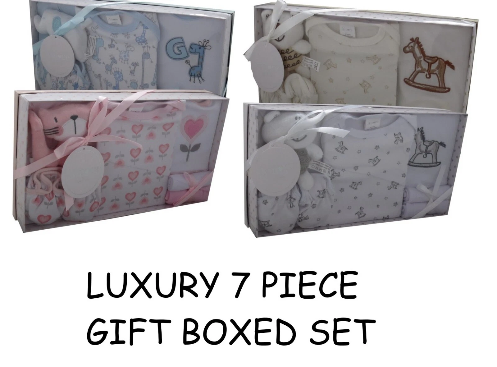 New Baby Clothing Gift Set 7 Piece Unisex Babies Outfit Gift Boxed Present 0-3 M