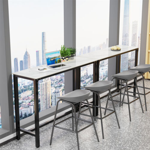 Heavy Duty Bar Table Bar Height Pub Table Rectangular Marble Top Kitchen Table - Picture 2 of 12