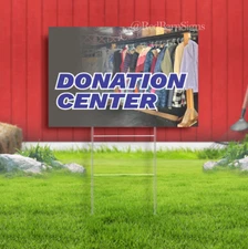 Donation Center Sidewalk Yard Sign with Metal Stakes