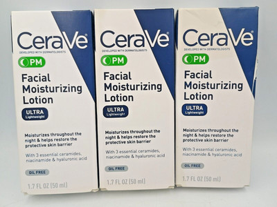 CeraVe PM Facial Moisturizing Lotion Ultra Lightweight 1.7 fl oz LOT OF 2 NEW