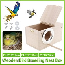 Wooden Bird Nest Box Breeding Parakeet Parrot Cockatiel House Cage S M L Sizes