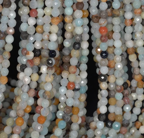 4MM AMAZZONITE PIETRA PREZIOSA SFACCETTATA ROTONDA PERLINE SFUSE 15" - Foto 3 di 4