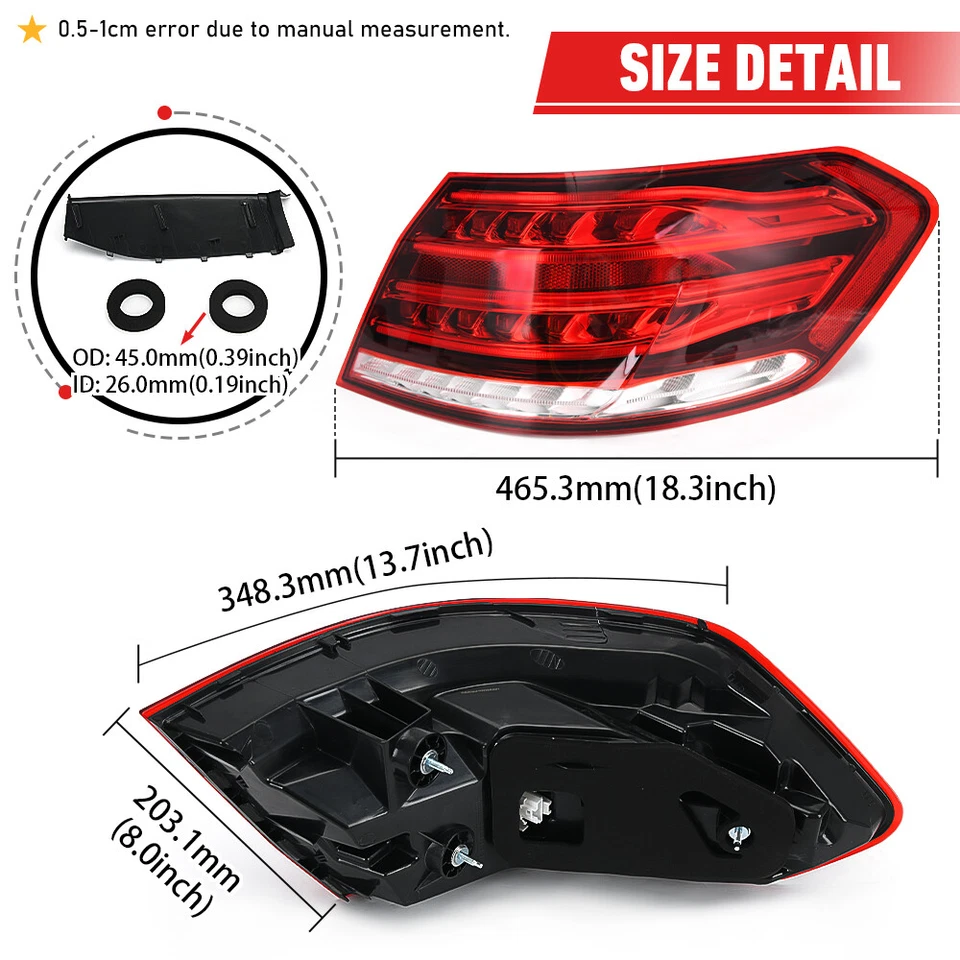 Luz trasera exterior pasajero derecho para Mercedes Benz Clase E 14-16 W212 E250 E350 Foto 2 de 4